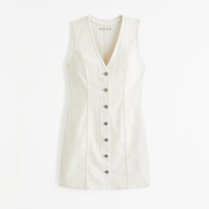 Abercrombie Mara White Denim Tall Button Dress